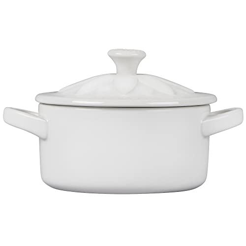 le-creuset-stoneware-mini-round-cocotte-with-flower-lid-8-oz-white image 8