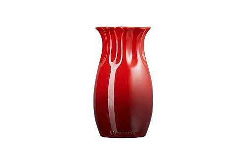 le-creuset-stoneware-ruffle-small-vase-6-5-h-x-3-5-d-cerise image 8