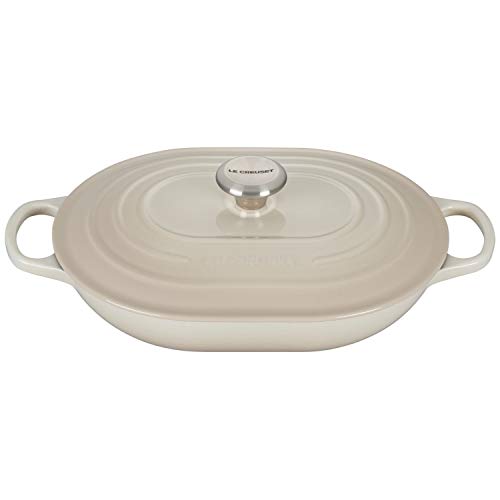 le-creuset-enameled-cast-iron-signature-oval-casserole-with-lid-3-75-qt-meringue image 5