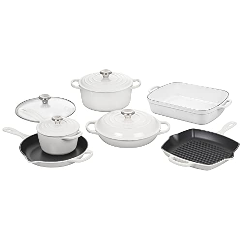 le-creuset-signature-enameled-cast-iron-cookware-set-10-piece-white image 6