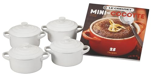 le-creuset-stoneware-set-of-4-mini-cocottes-with-cookbook-8-oz-each-white image 5
