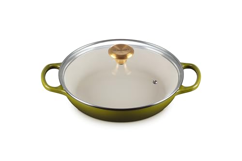 le-creuset-signature-round-braiser-with-glass-lid-and-gold-knob-2-25-qt-olive image 8
