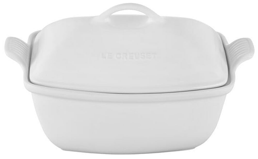 le-creuset-heritage-stoneware-deep-baker-with-lid-4-5-qt-white image 1