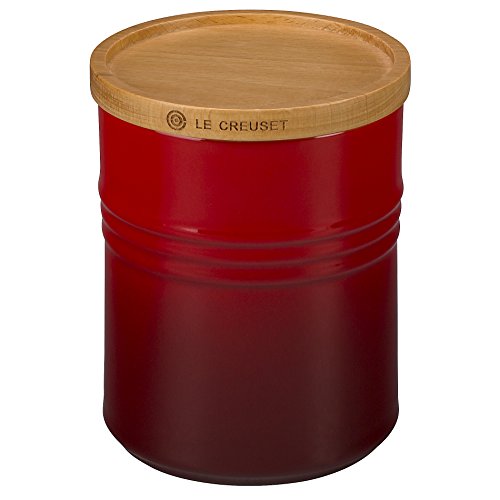 le-creuset-stoneware-canister-with-beech-wood-lid-2-5-qt-cerise image 3
