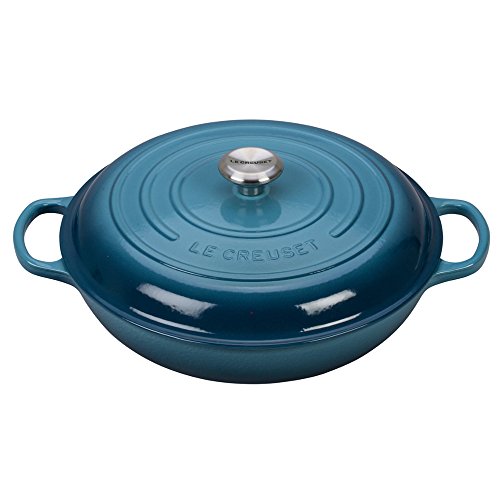 le-creuset-signature-enameled-cast-iron-round-braiser-5-qt-marine image 4