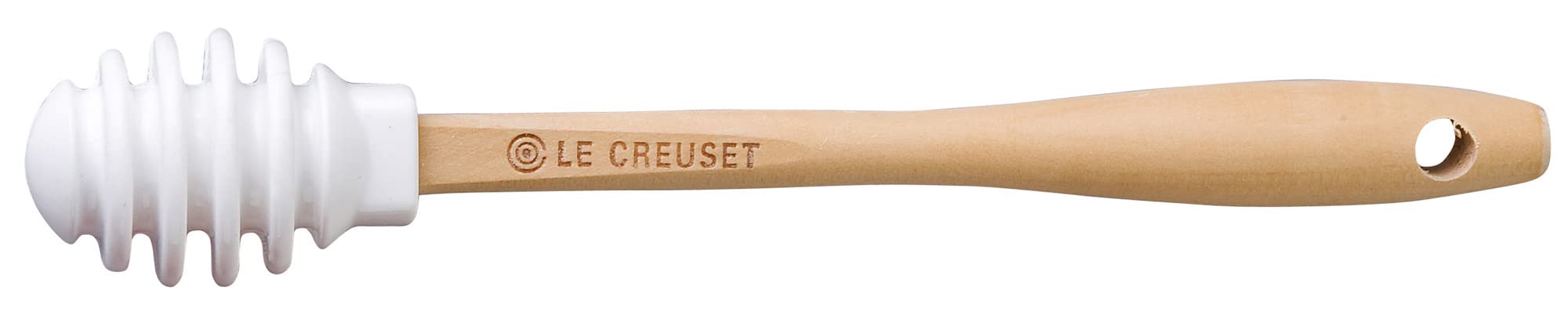 le-creuset-silicone-honey-dipper-with-wood-handle-6-5-inch-white image 1