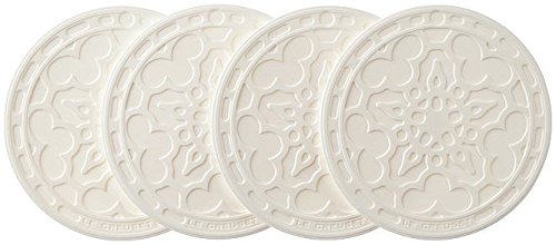 le-creuset-silicone-french-coasters-set-of-4-4-inch-white image 5
