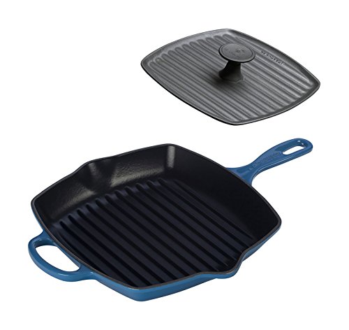 le-creuset-cast-iron-panini-press-square-skillet-grill-set-10-25-marseille image 4