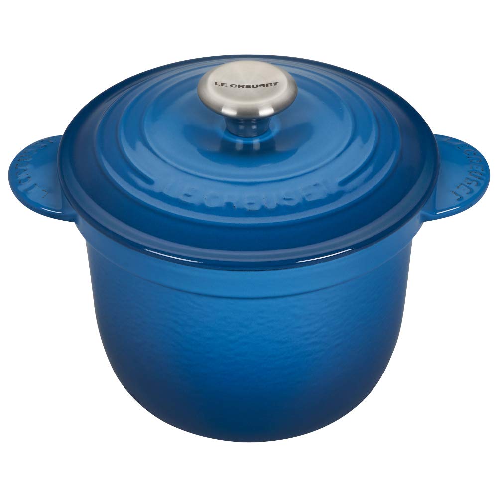 le-creuset-enameled-cast-iron-rice-pot-with-lid-stoneware-insert-2-25-qt-cerise image 6