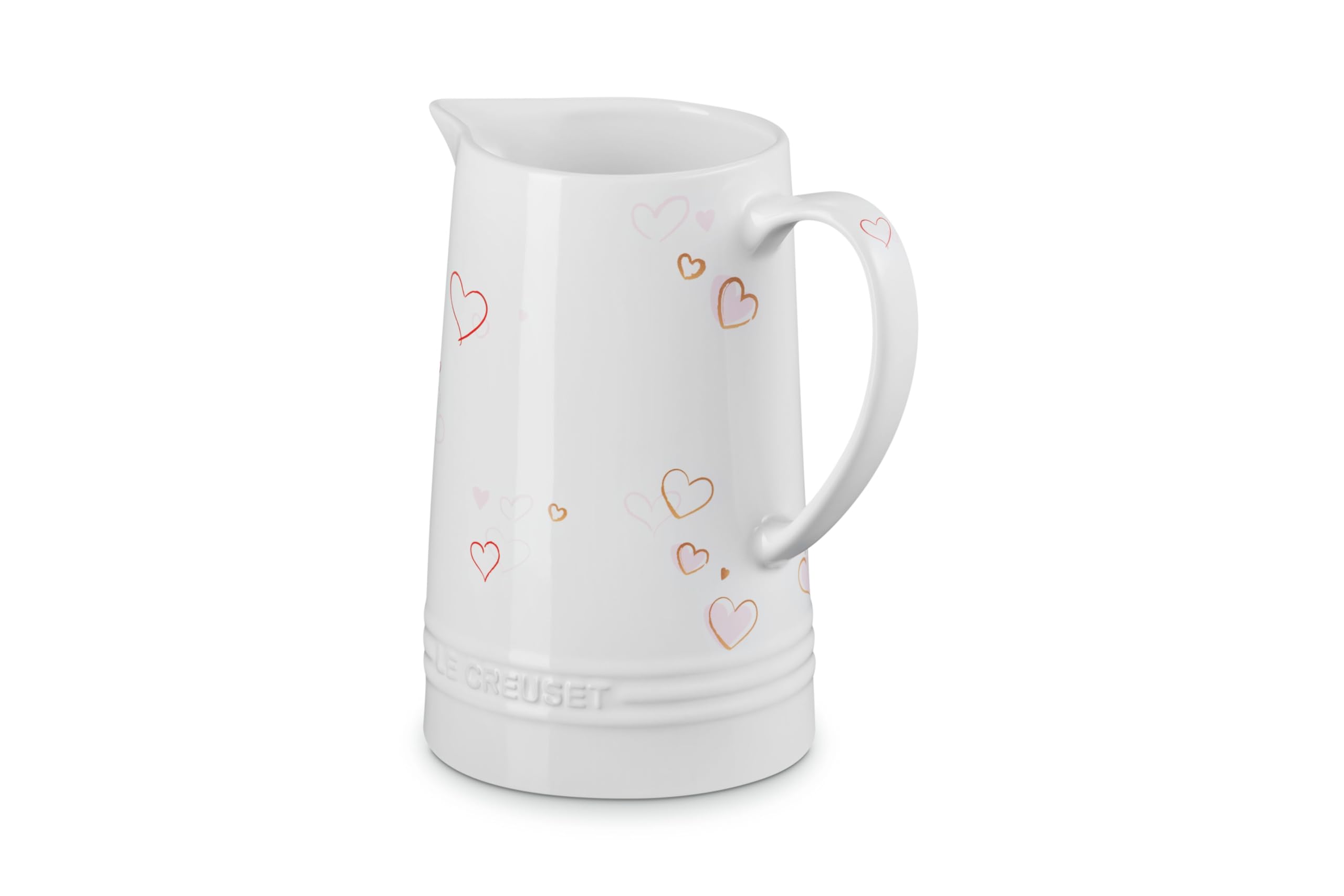 le-creuset-mon-coeur-collection-stoneware-signature-pitcher-1-6-qt-white-with-he image 1