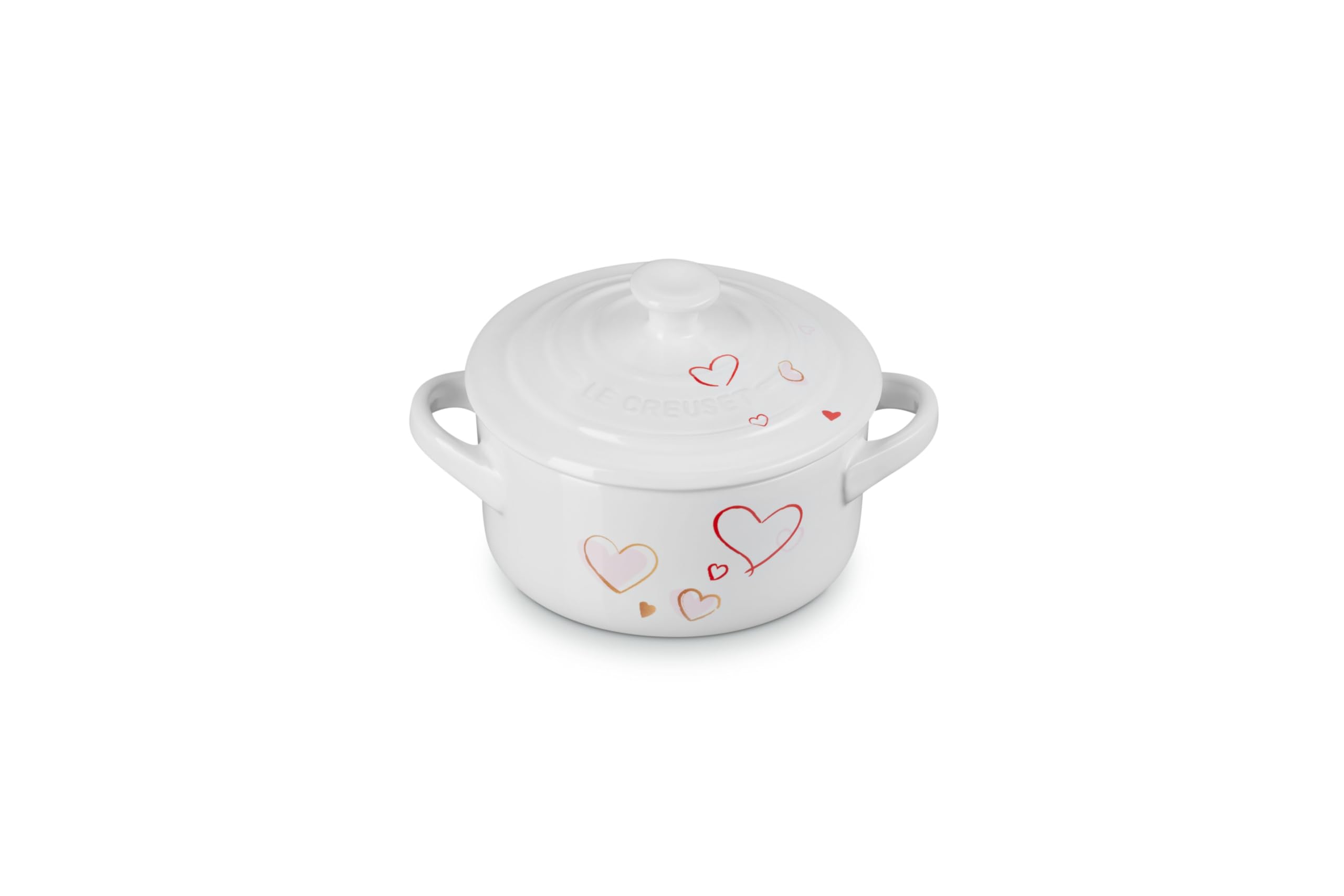 le-creuset-mon-coeur-stoneware-mini-cocotte-8-oz-white-with-hearts image 1