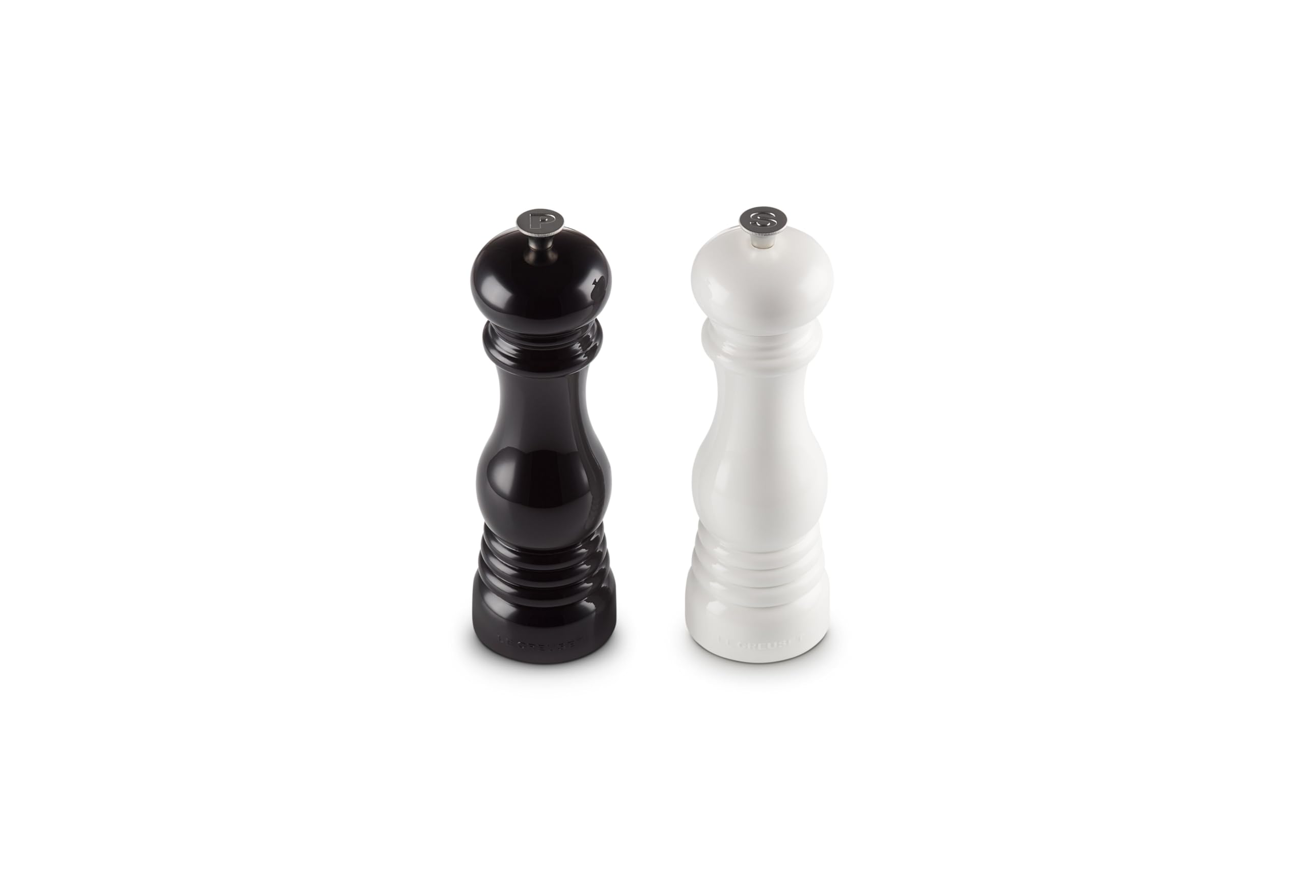 le-creuset-8-inch-salt-and-pepper-mill-set-black-white image 1