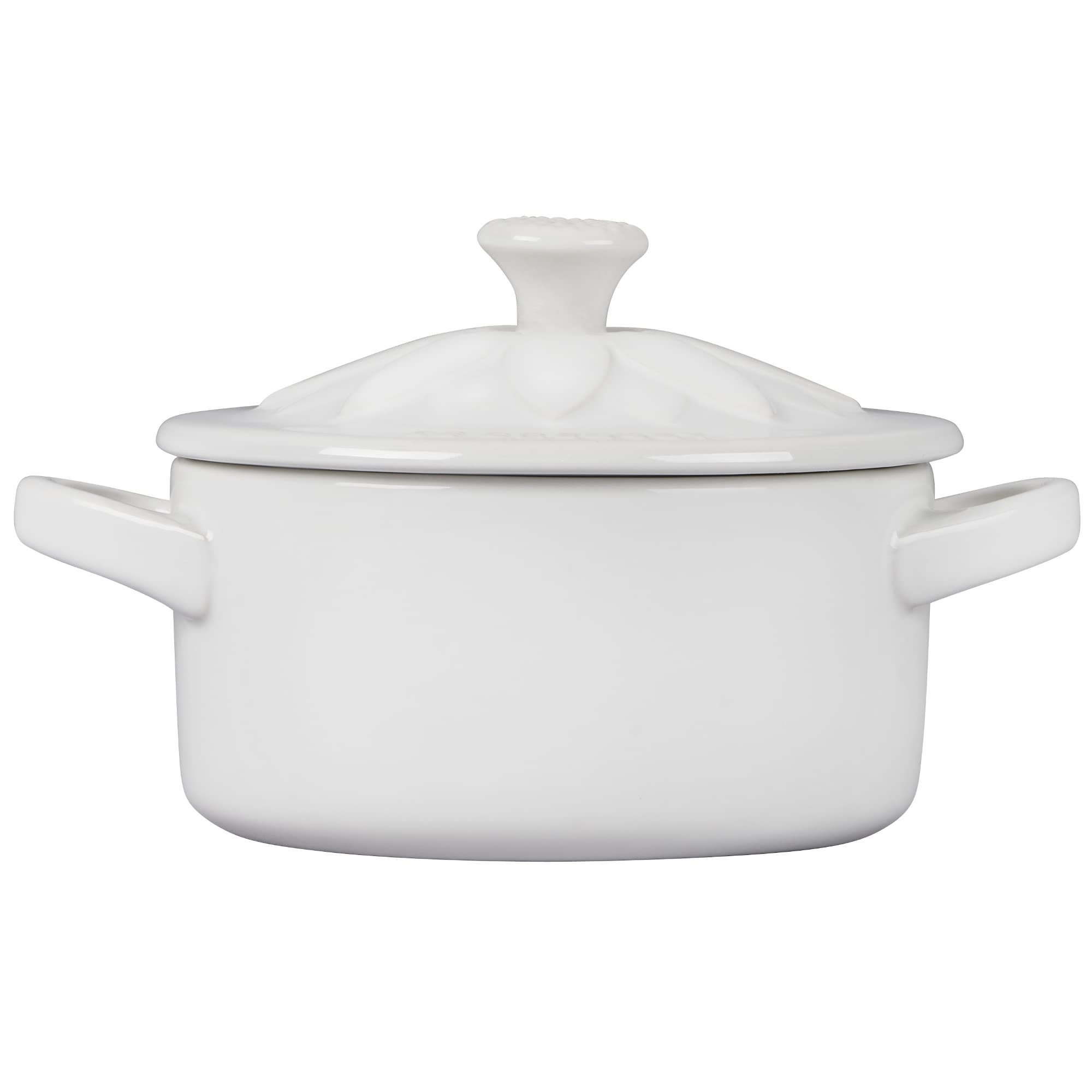 le-creuset-stoneware-mini-round-cocotte-with-flower-lid-8-oz-white image 3