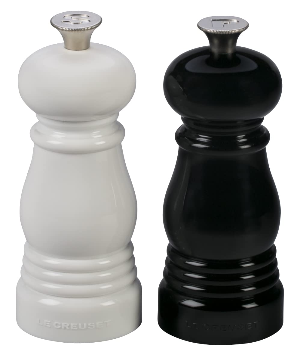 le-creuset-8-inch-salt-and-pepper-mill-set-black-white image 8