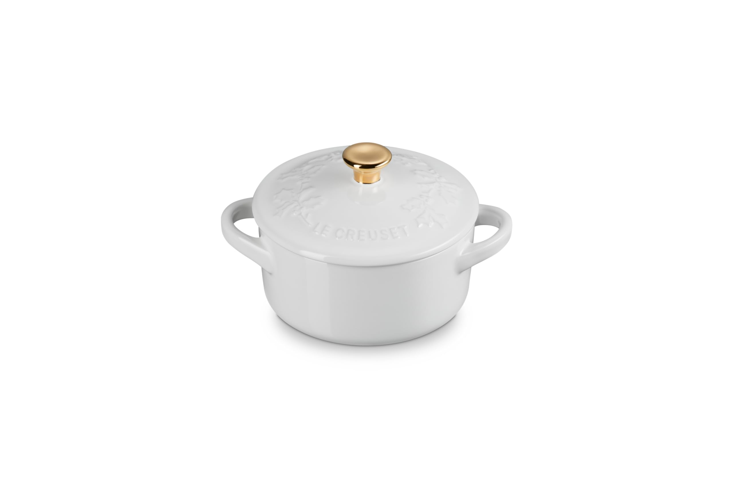 le-creuset-holly-collection-mini-round-cocotte-8-oz-artichaut-with-gold-knob image 7