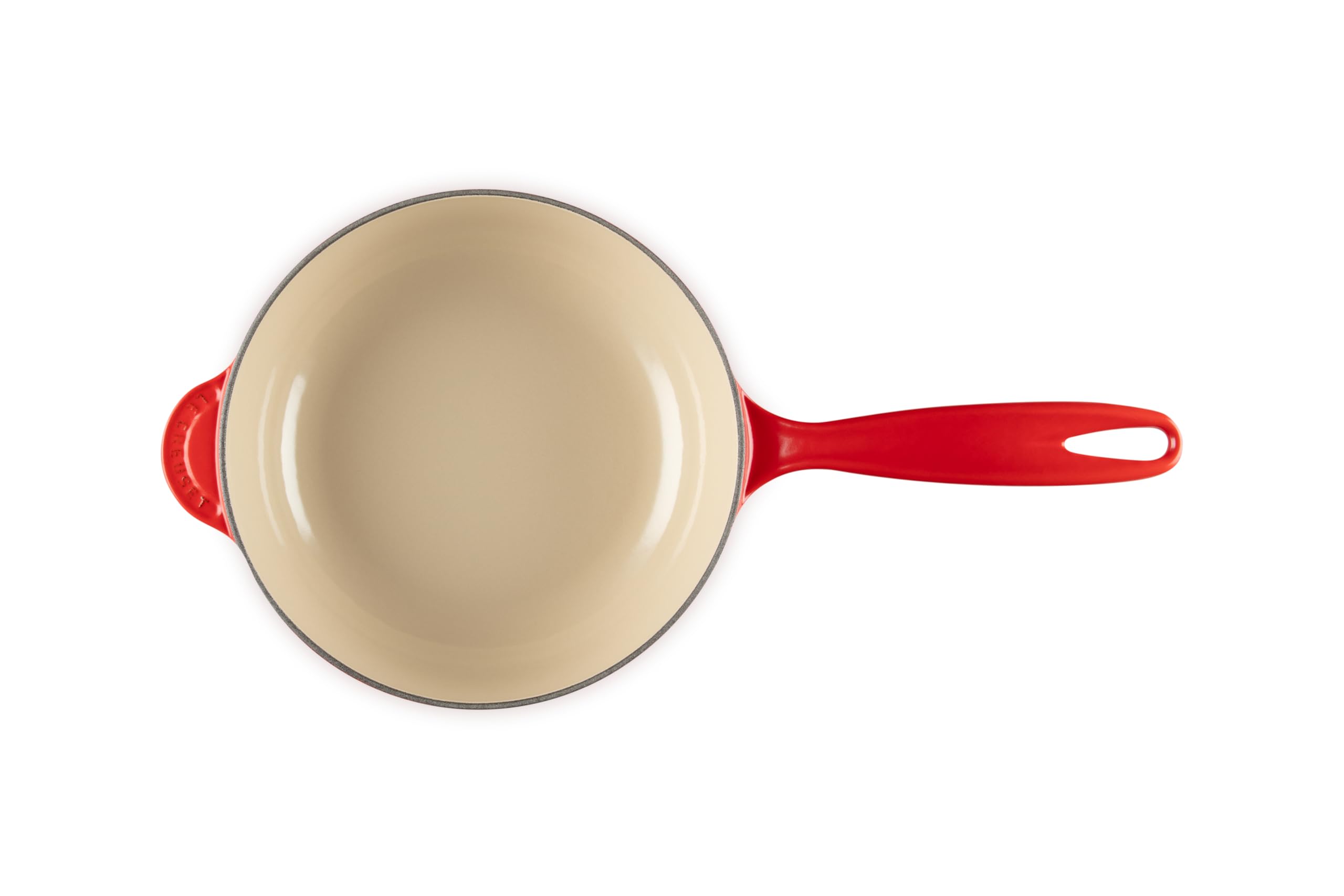 le-creuset-holly-collection-enameled-cast-iron-saucier-2-25-qt-cerise-with-gold- image 3