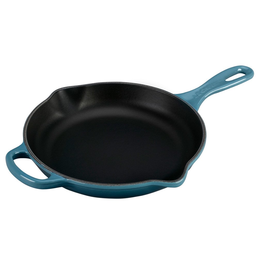 le-creuset-ls2024-236m-signature-enameled-cast-iron-skillet-9-marine image 1