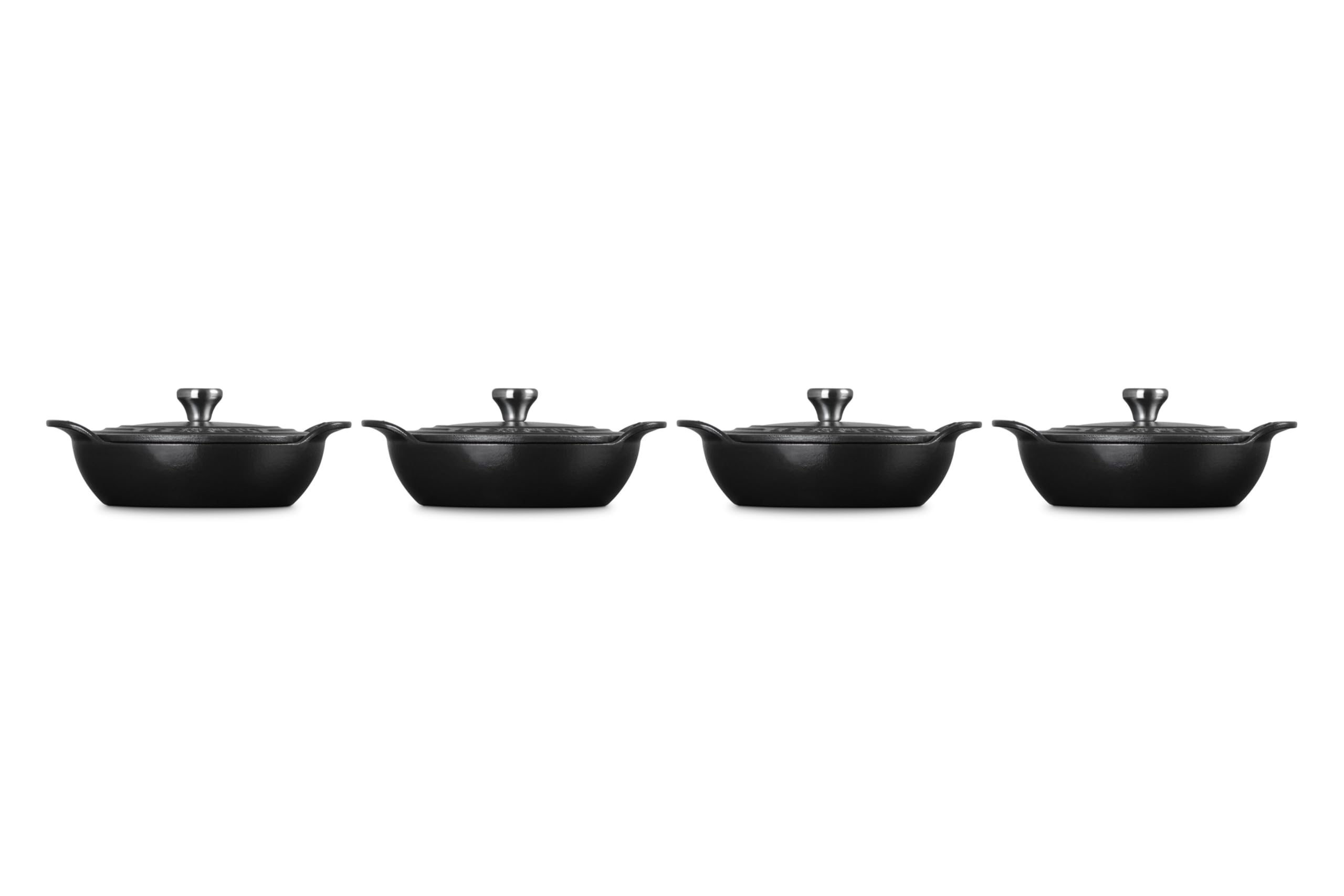 le-creuset-gourmand-collection-mini-round-braiser-set-of-4-0-3-qt-matte-black-wi image 2