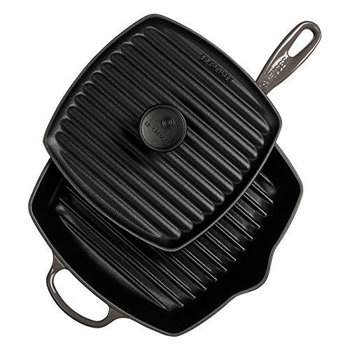 le-creuset-cast-iron-panini-press-square-skillet-grill-set-10-25-oyster image 3