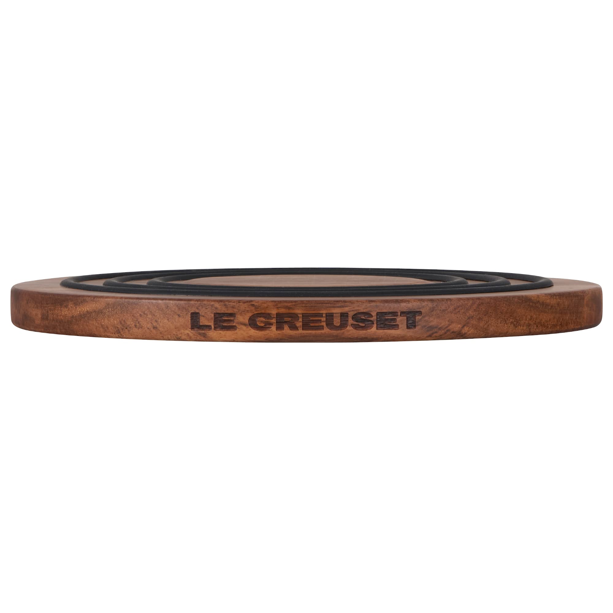 le-creuset-magnetic-wooden-trivet-acacia-wood-with-black-silicone-rings-8-inch image 4