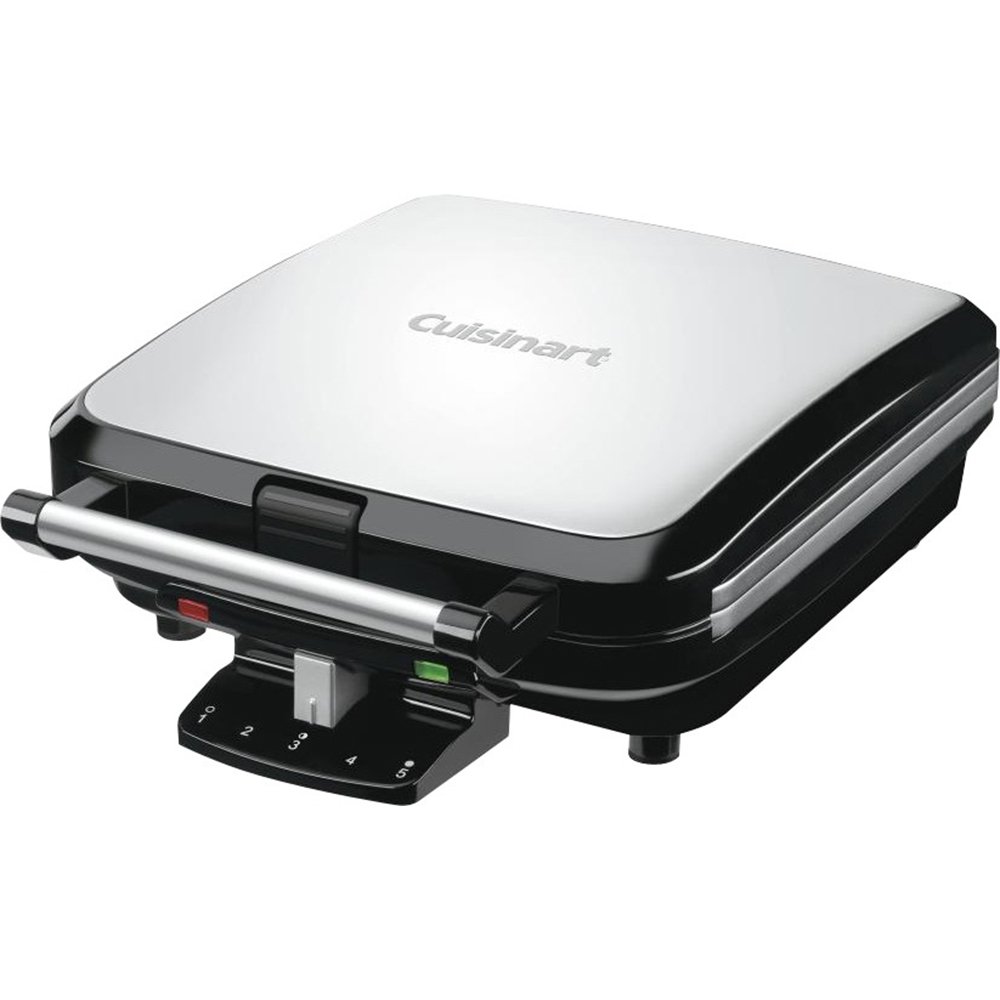 cuisinart-4-slice-belgian-waffle-maker-stainless-steel-black-waf-150p1 image 1