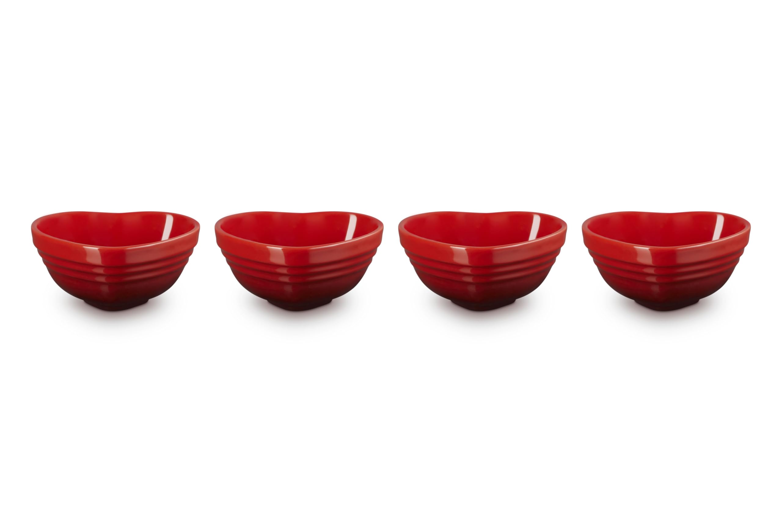 le-creuset-stoneware-set-of-4-mini-heart-pinch-bowls-cerise image 2