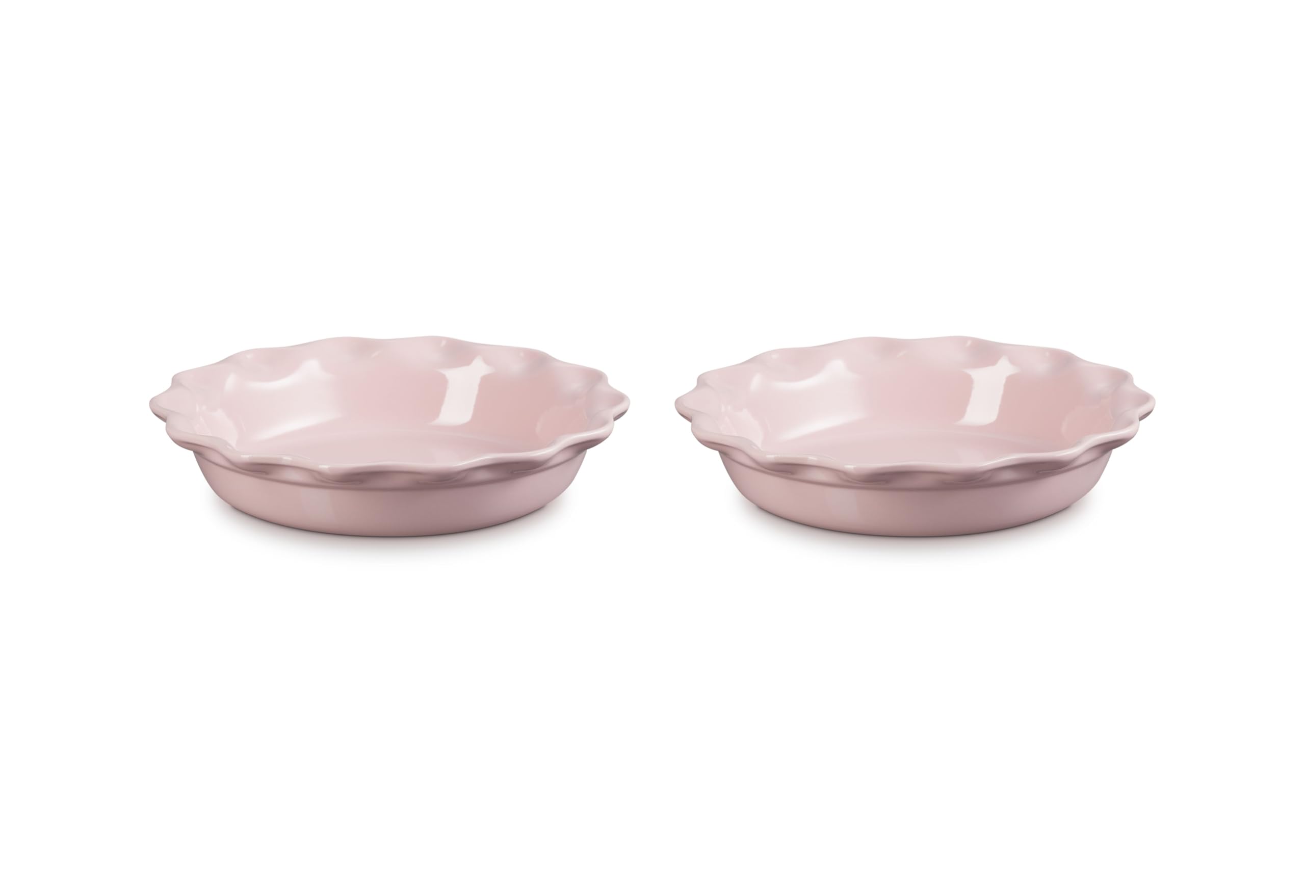 le-creuset-heritage-9-inch-stoneware-fluted-pie-dish-set-of-2-chiffon-pink image 2