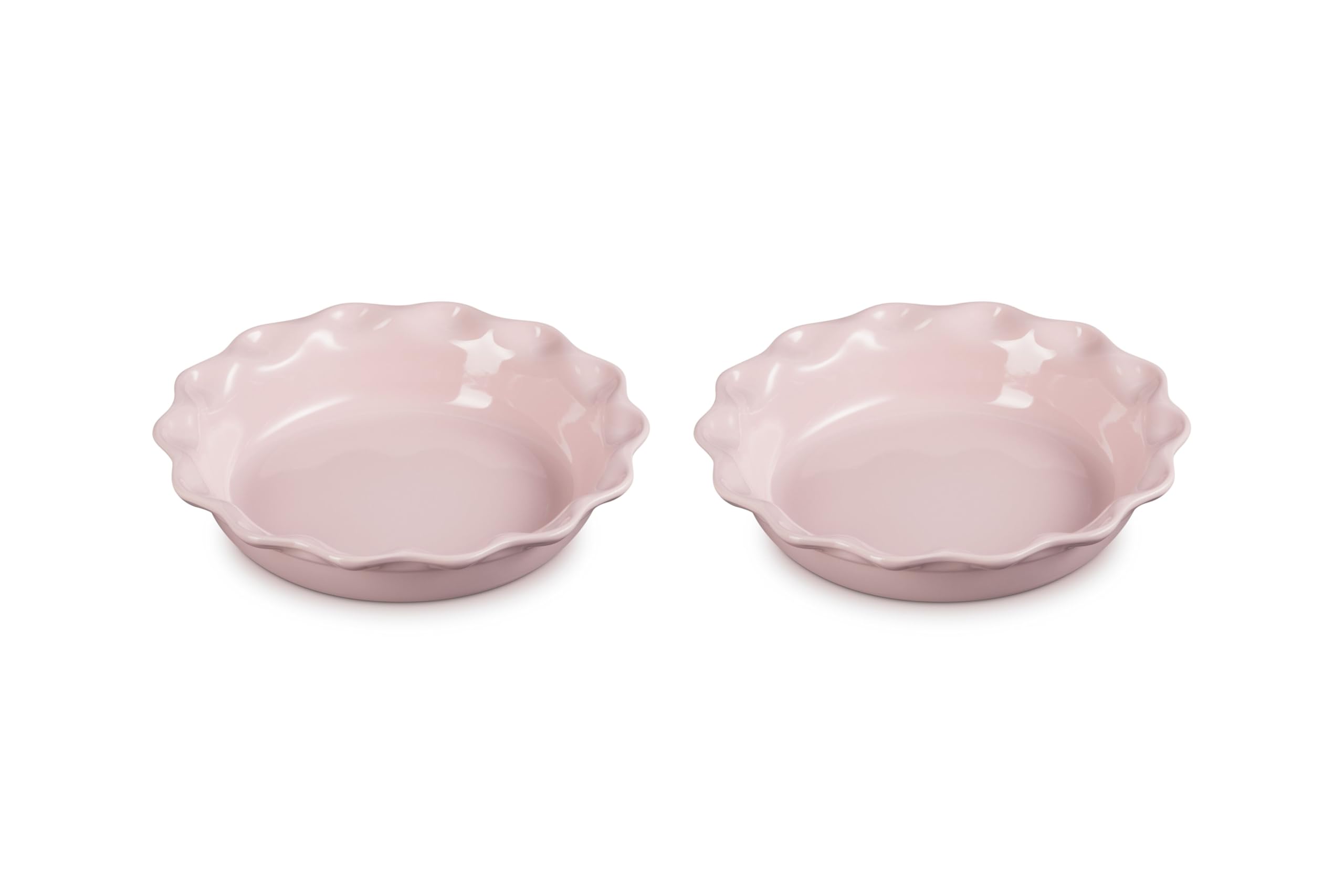le-creuset-heritage-9-inch-stoneware-fluted-pie-dish-set-of-2-chiffon-pink image 1