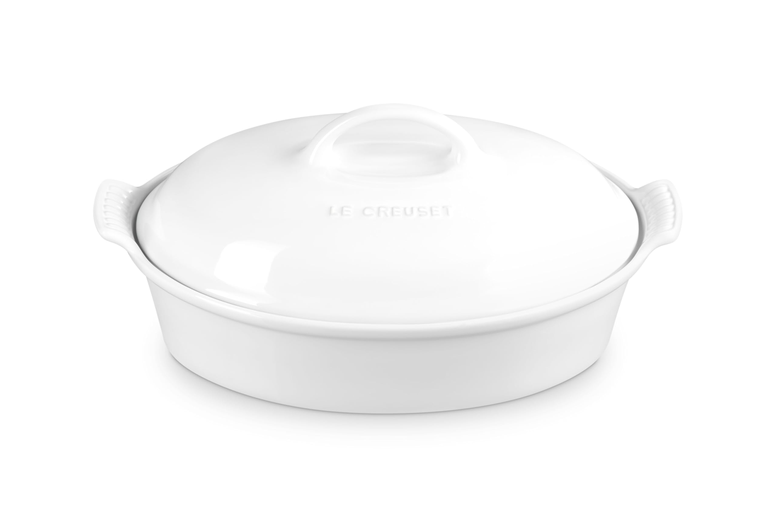 le-creuset-stoneware-heritage-covered-oval-casserole-4-qt-14-in-white image 1