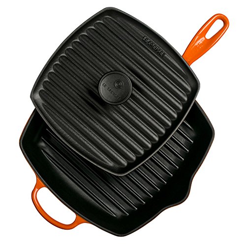 le-creuset-cast-iron-panini-press-and-signature-square-skillet-grill-set-10-25-i-2 image 2