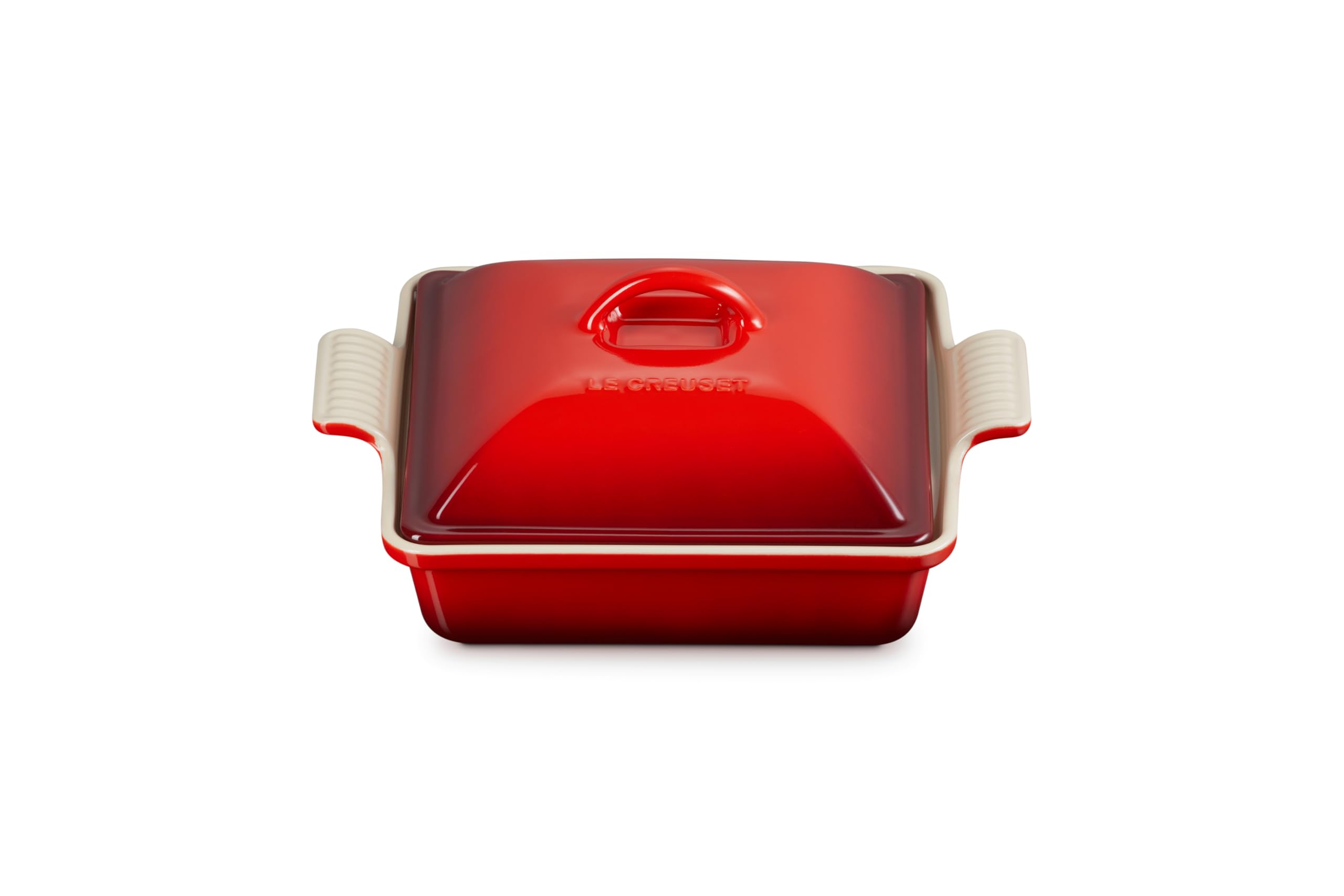 le-creuset-stoneware-heritage-shallow-square-casserole-2-qt-9-inch-cerise image 1