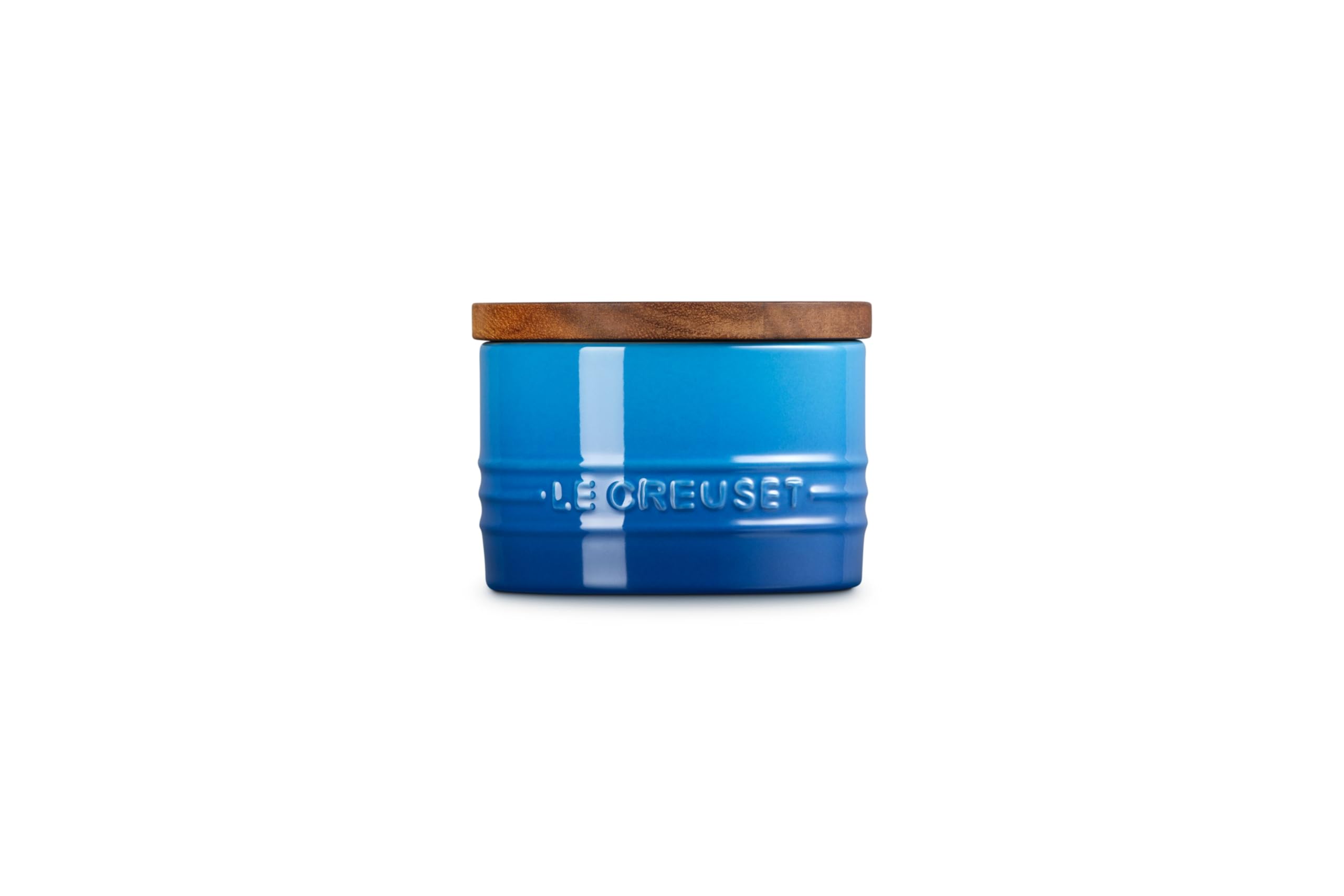 le-creuset-stoneware-signature-small-salt-cellar-and-storage-canister-with-wood- image 2