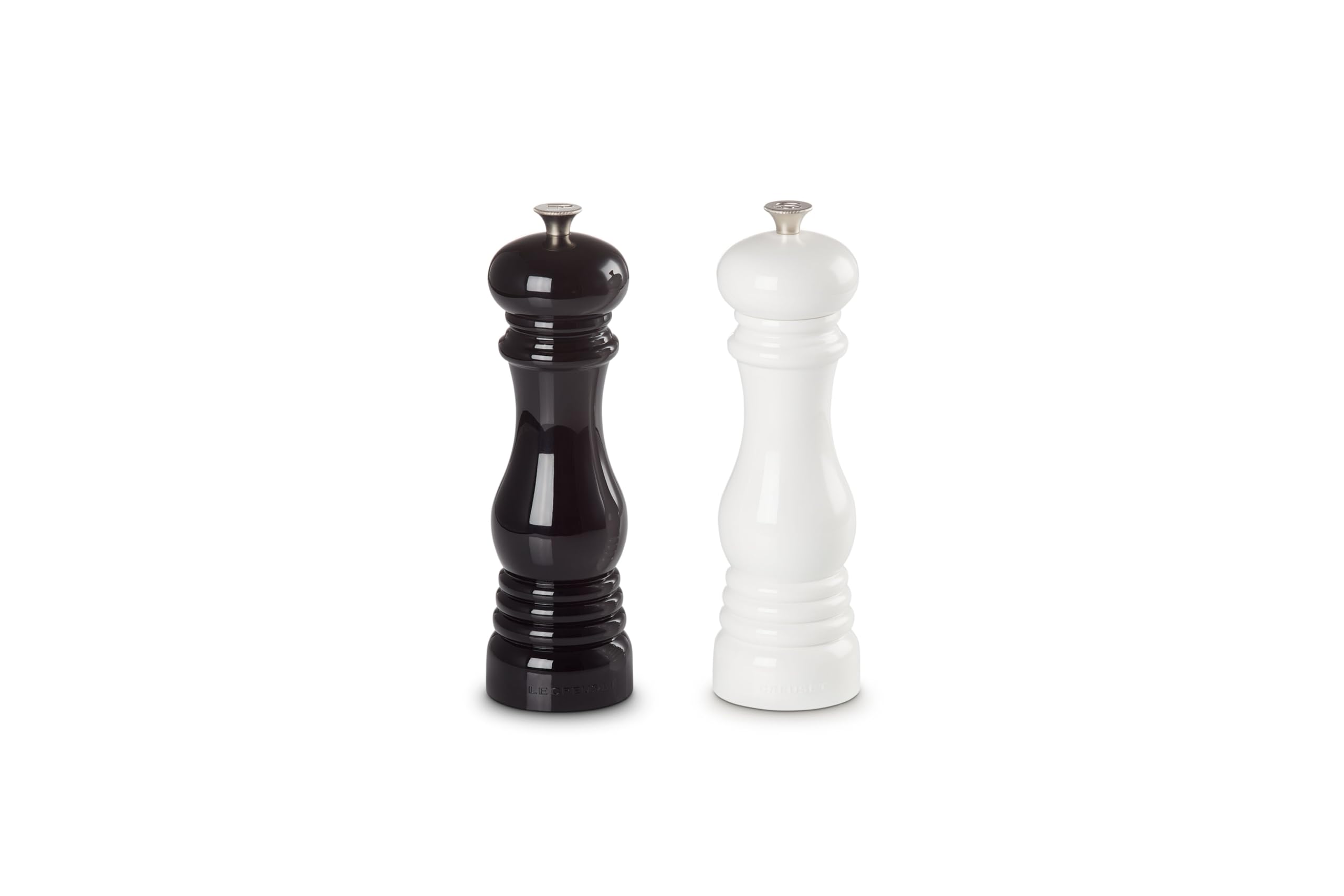 le-creuset-8-inch-salt-and-pepper-mill-set-black-white image 2