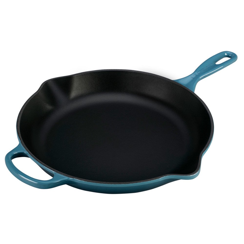 le-creuset-signature-enameled-cast-iron-11-75-skillet-with-iron-handle-marine image 1