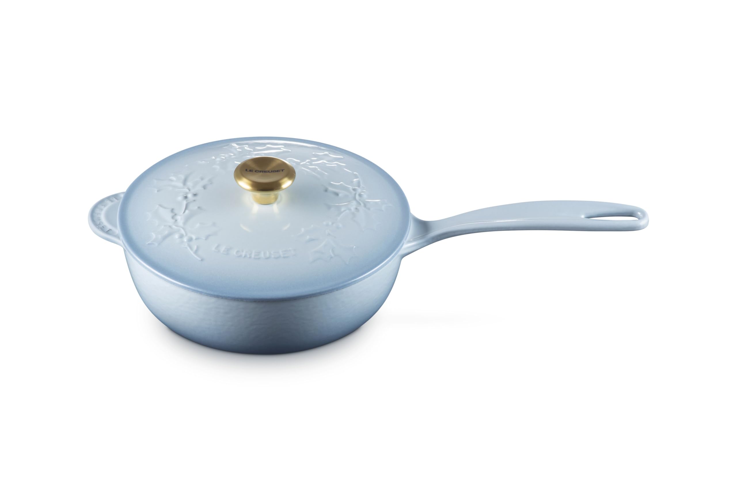 le-creuset-holly-collection-enameled-cast-iron-saucier-2-25-qt-cerise-with-gold- image 8