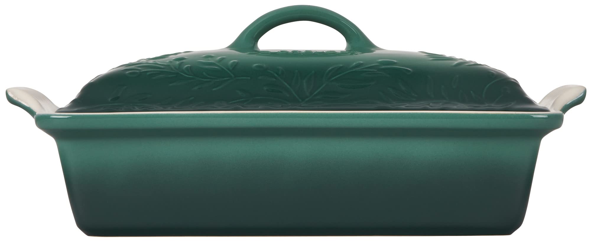 le-creuset-olive-branch-stoneware-covered-rectangular-casserole-4-qt-artichaut image 3