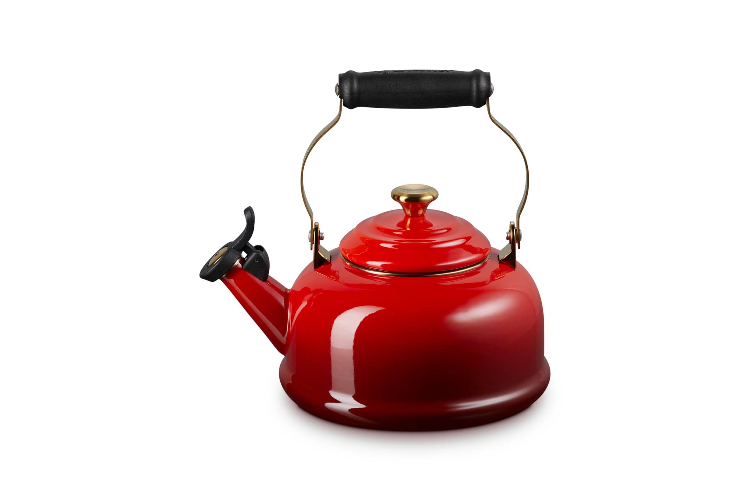 le-creuset-enamel-on-steel-whistling-tea-kettle-with-gold-finishes-1-7-qt-cerise image 1