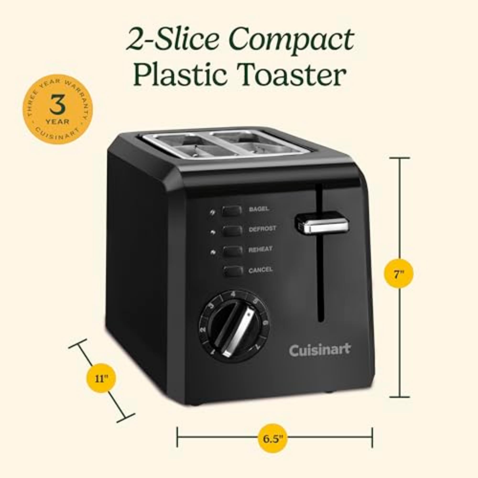 cuisinart-cpt-122bk-2-slice-compact-plastic-toaster-7-shade-settings-defrost-reh image 6