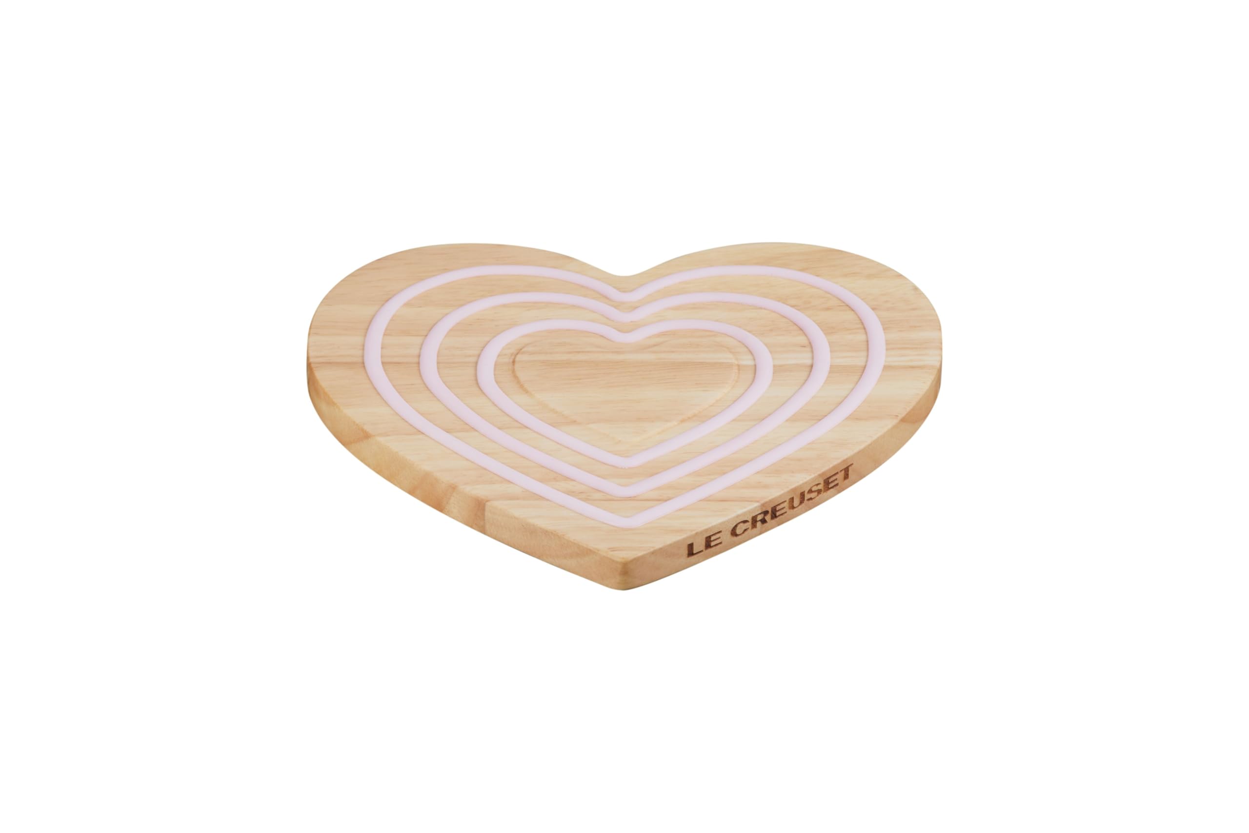le-creuset-magnetic-wood-trivet-heart-shaped-8-pink-silicone image 1
