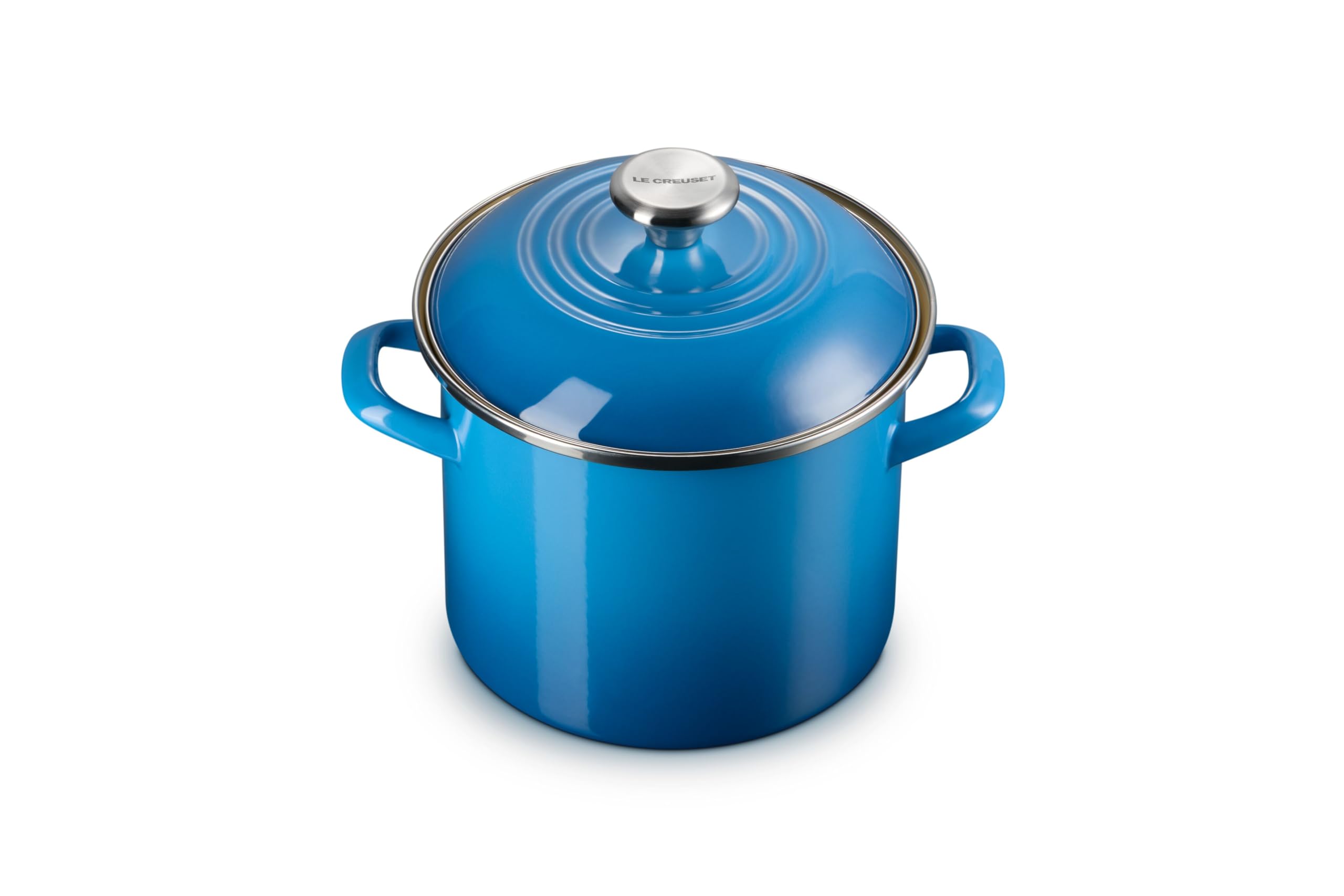 le-creuset-enamel-on-steel-traditional-stockpot-12-qt-olive-with-stainless-steel image 8