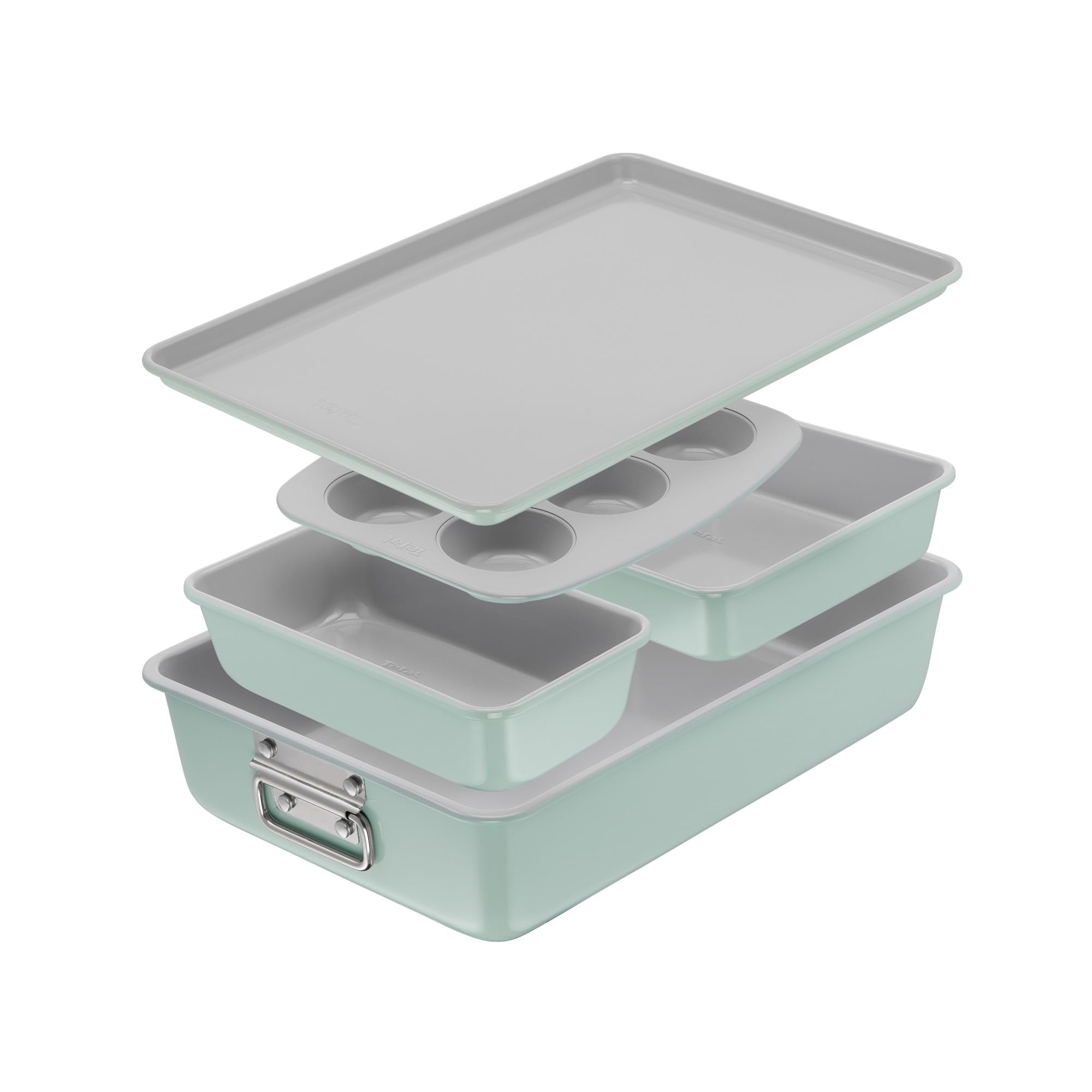 t-fal-refresh-ceramic-nonstick-baking-pans-set-5-piece-mint-green image 1