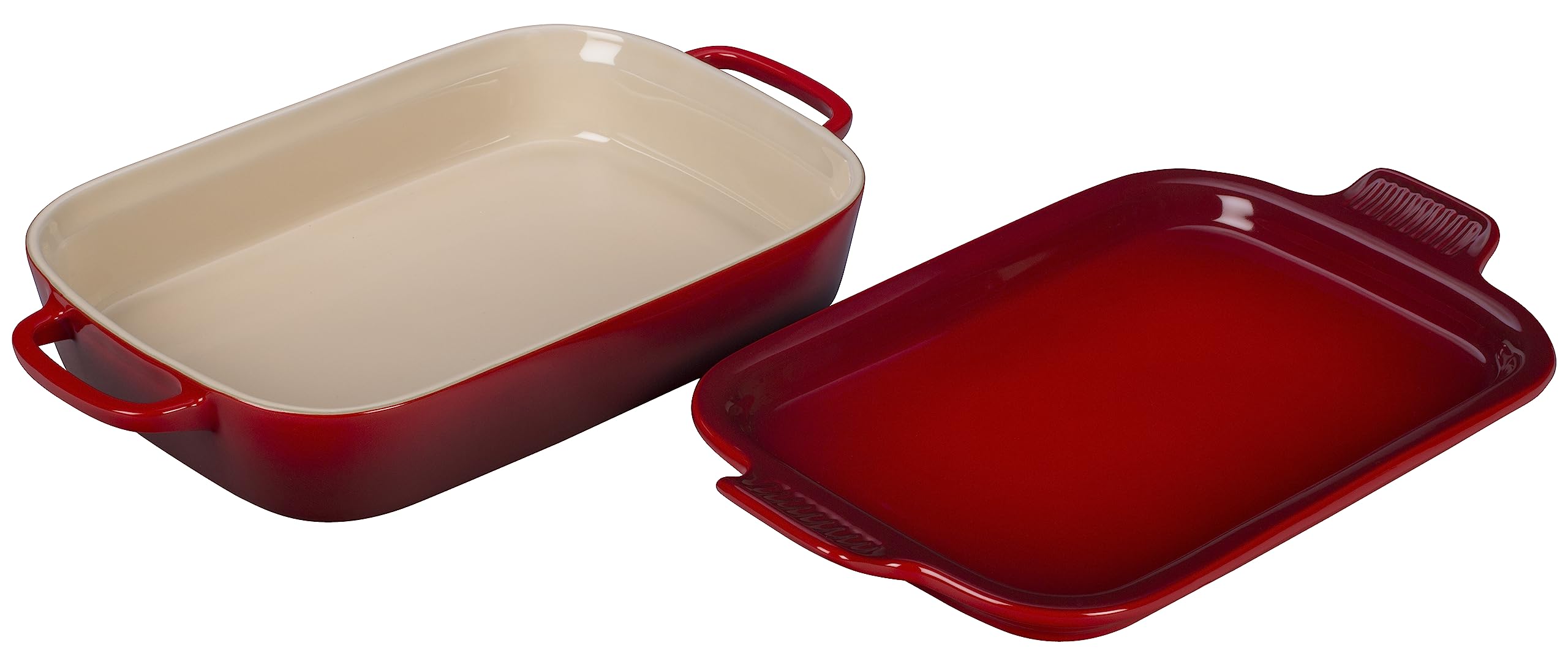 le-creuset-stoneware-rectangular-dish-with-platter-lid-14-75-x-9-cerise image 1