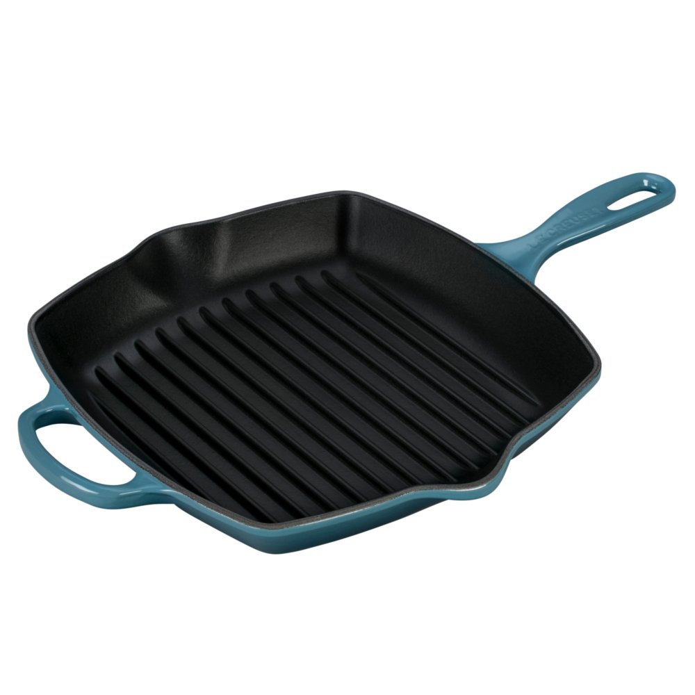 le-creuset-cast-iron-signature-square-skillet-grill-10-1-4-marine image 1