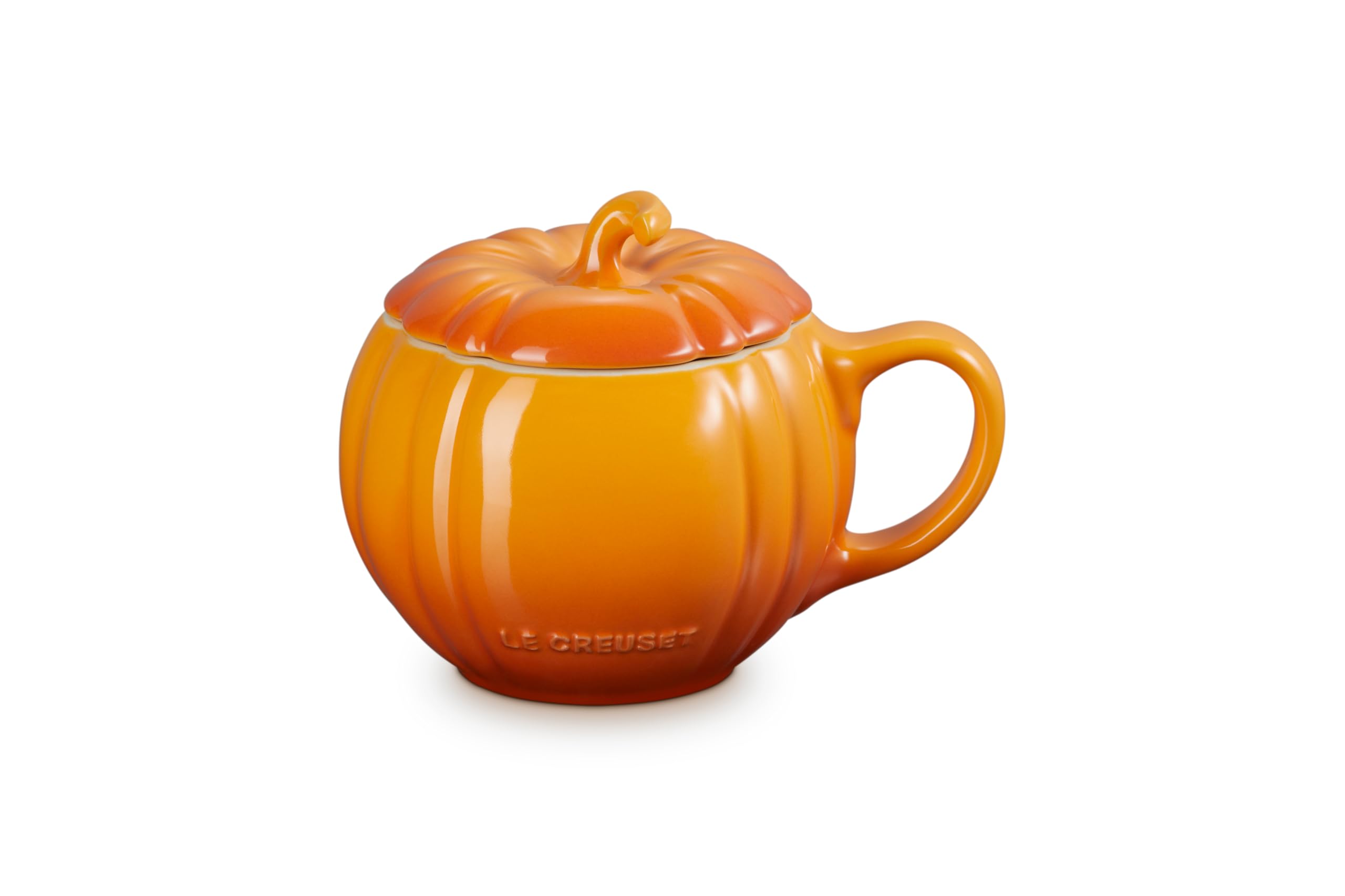 le-creuset-stoneware-pumpkin-mug-with-lid-14-oz-persimmon image 1