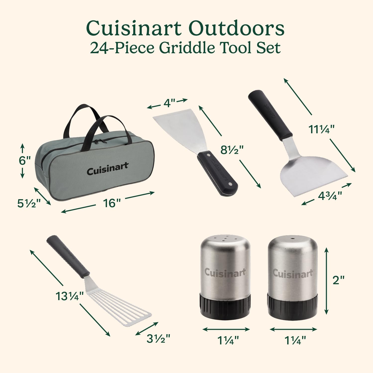cuisinart-24-piece-griddle-tool-set-with-storage-tote-stainless-steel-flat-top-g image 2