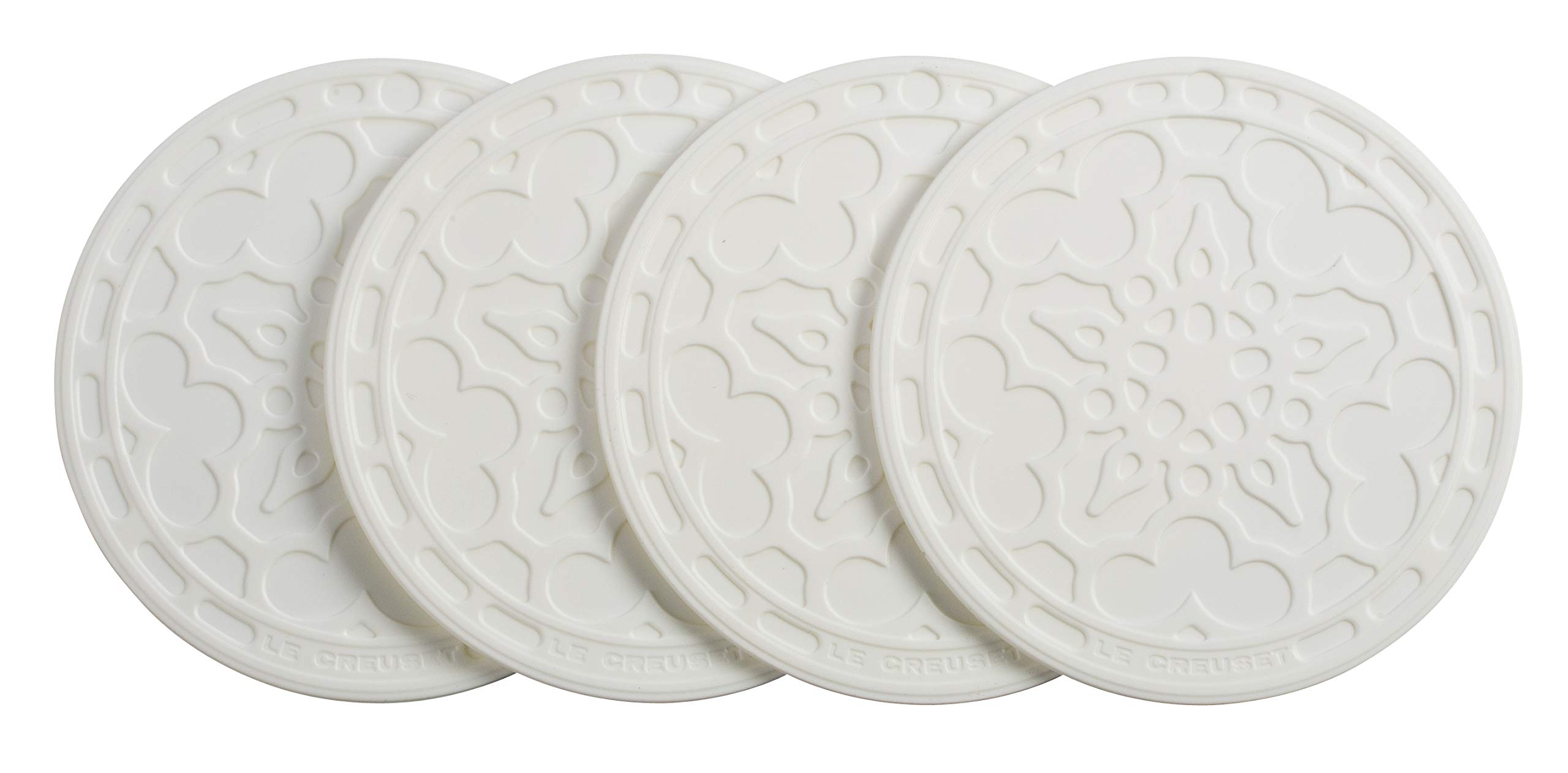 le-creuset-silicone-french-coasters-set-of-4-4-inch-white image 1
