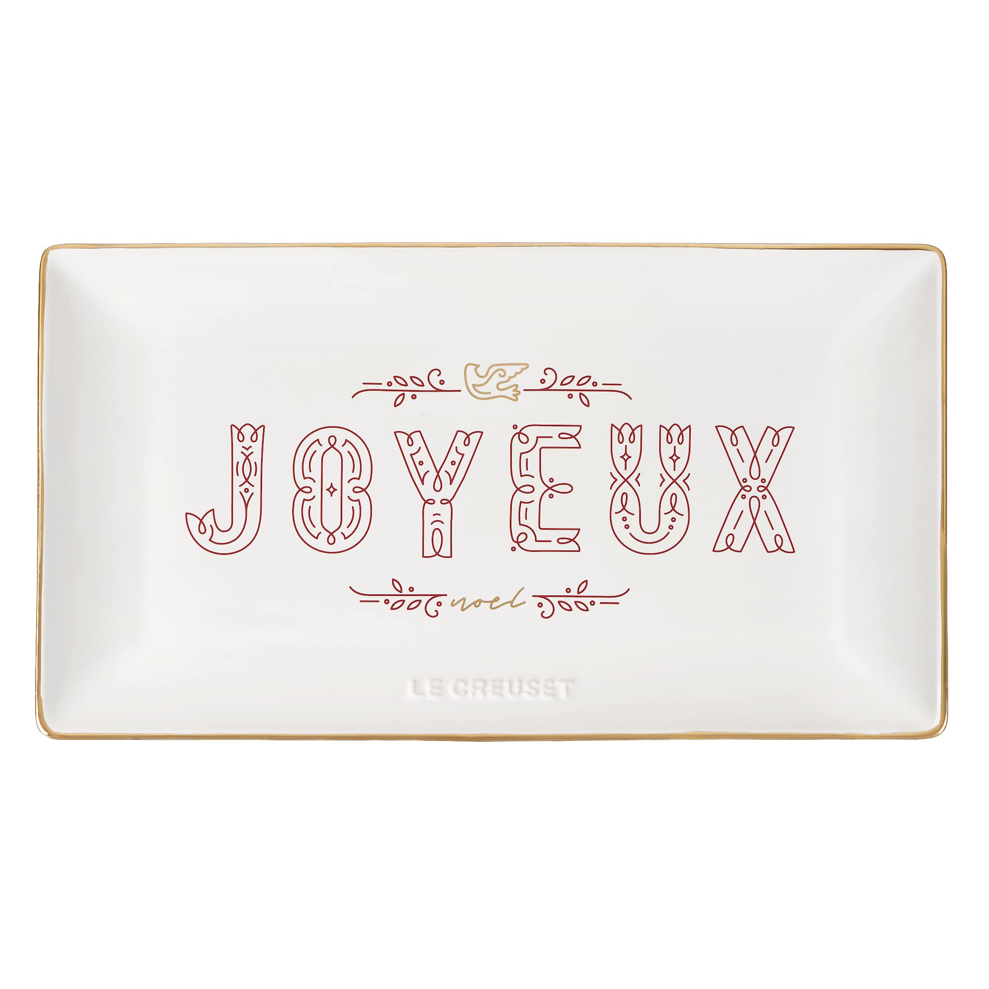 le-creuset-no-l-collection-stoneware-rectangular-hostess-tray-white-with-gold-ri image 1