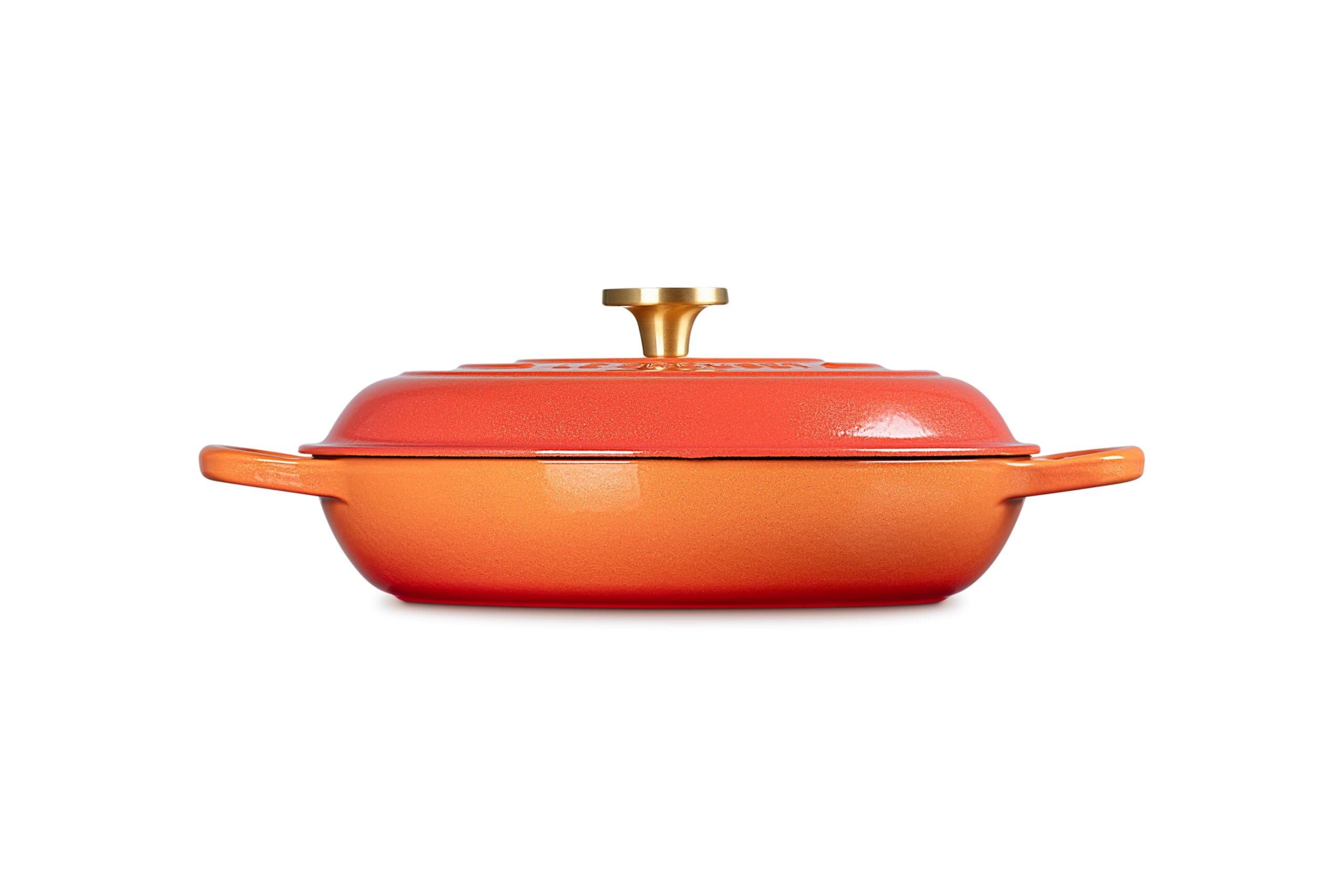 le-creuset-enameled-cast-iron-signature-braiser-3-5-qt-flamme-doree-with-crucibl image 5