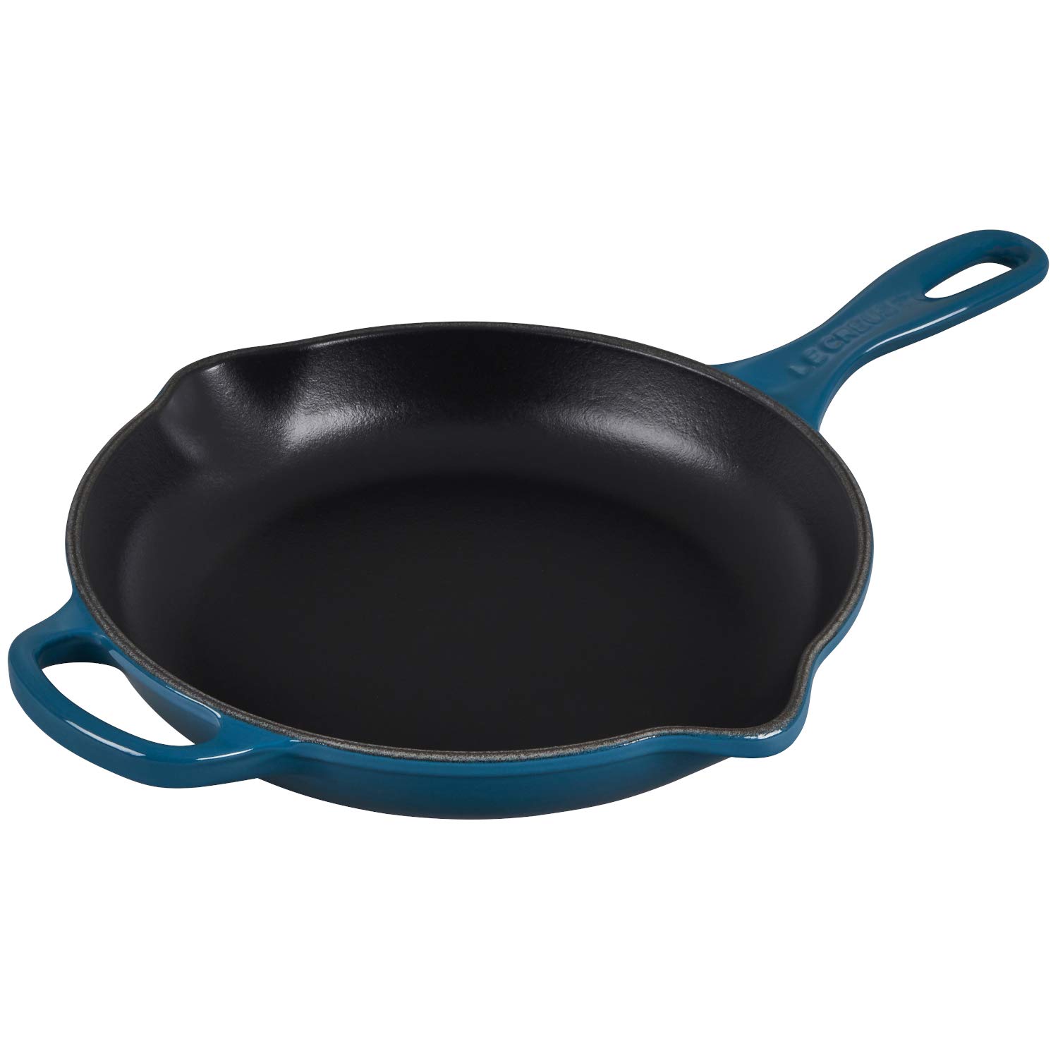 le-creuset-enameled-cast-iron-signature-iron-handle-skillet-9-deep-teal image 1
