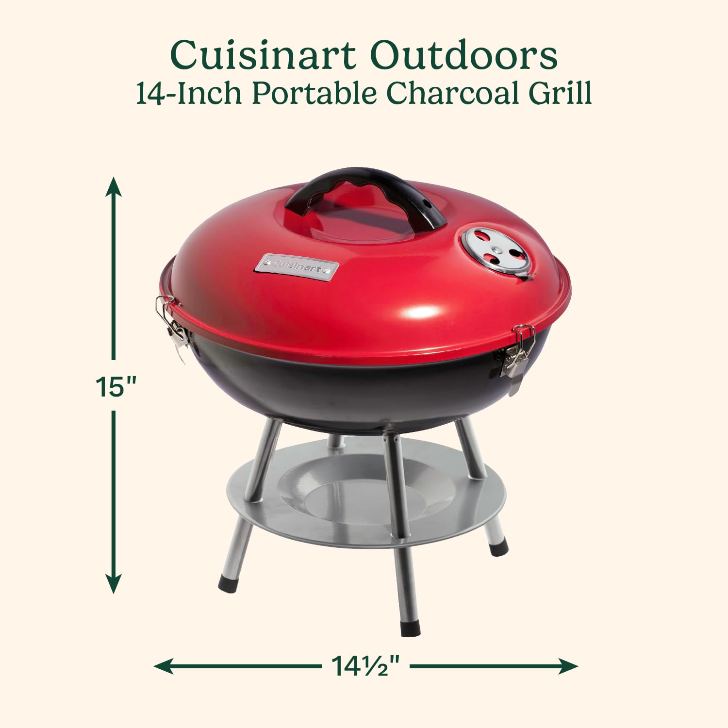 cuisinart-14-inch-portable-charcoal-grill-with-locking-lid-and-dual-vents-red image 2